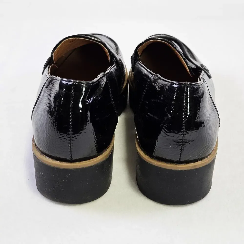 Chinese Laundry Platform Penny Loafer Women 6 Black Patent Goth Chunky Lug Sole